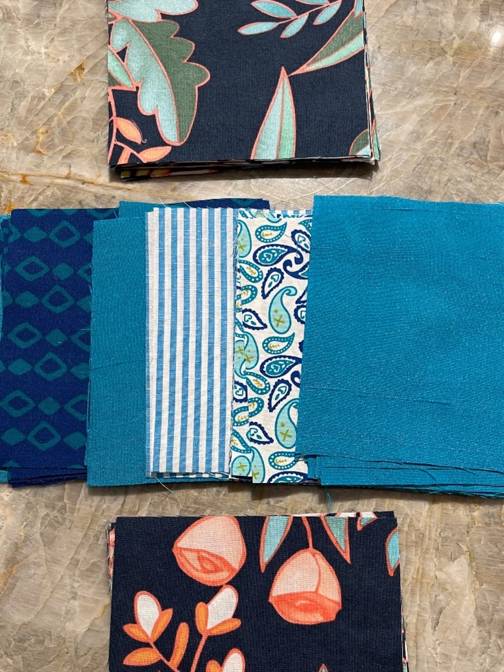 58 Precut 5" Quilt Squares Repurposed Fabric Charm Pack